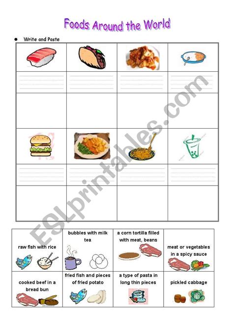 English worksheets: Foods around the world