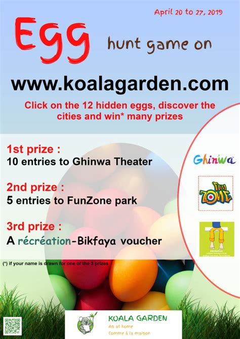 Egg Hunt game, April 20 to 27, 2019 - Koala Garden