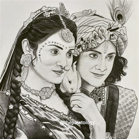 The Art of Serial Radha Krishna Pencil Sketch