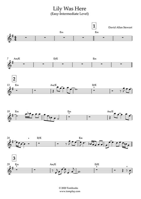 Saxophone Sheet Music Lily Was Here (Easy/Intermediate Level, Alto Sax) (Stewart Dave)