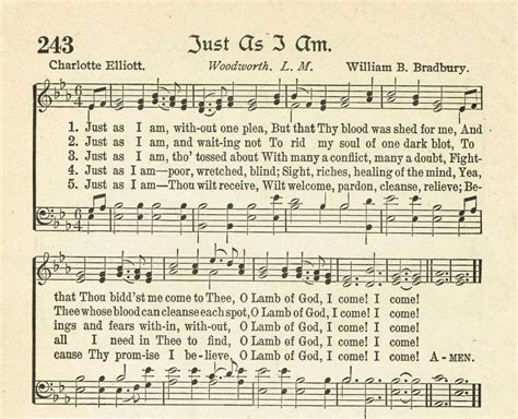 Just As I Am Antique Hymn Page Printable | Gospel song lyrics, Christian song lyrics, Bible songs