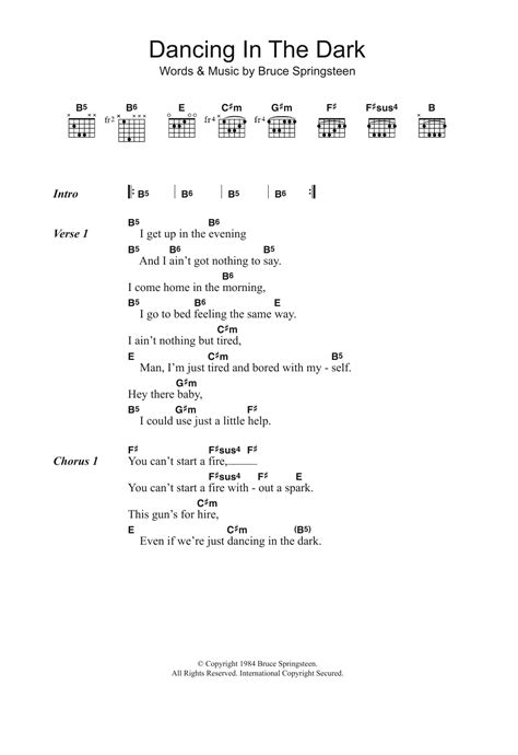 Dancing In The Dark by Bruce Springsteen - Guitar Chords/Lyrics ...