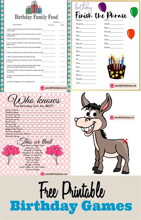 Birthday Games Printable Printable Birthday Party Games For Adults Wood ...