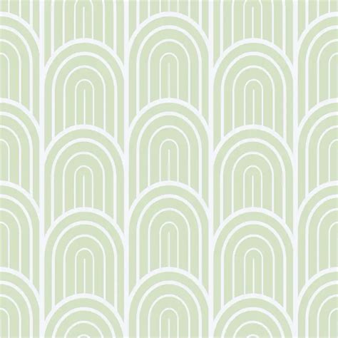 Sage Green Art Deco Wallpaper - Self Adhesive - The Wallberry