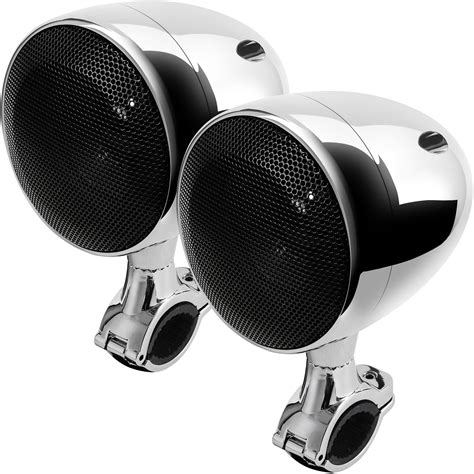 GoHawk TN4-W 4 in. Waterproof Bluetooth Motorcycle Speakers and Amplifier System (Chrome ...