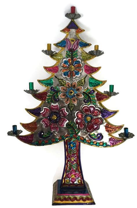 Mexican Tin Art Christmas Tree, Tin Art Christmas Tree, Mexican Christmas Decor, Mexican Folk ...