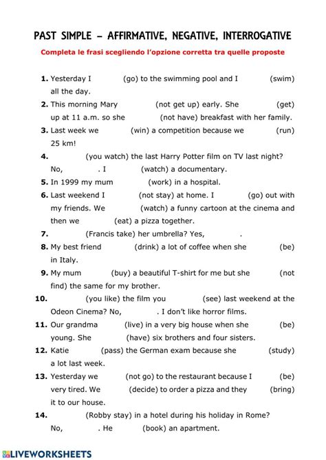 Past Simple Affirmative Worksheet Simple Past Tense Past Tense - Riset