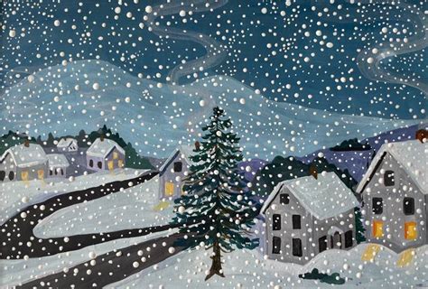 Snowy Night Painting by Marie Fremont | Saatchi Art