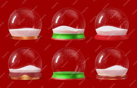 Premium Vector | Christmas isolated realistic glass snow globes