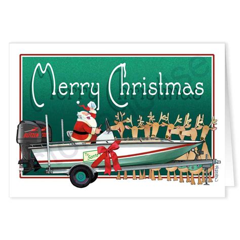 Merry Christmas Speedboat Card | Merry, Boat card, Santa and his reindeer