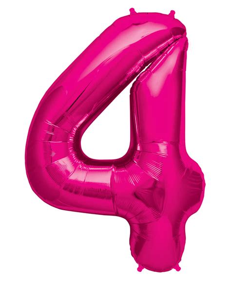 Foil Balloon number 4 Pink Shrill foil balloon in Pink | horror-shop.com