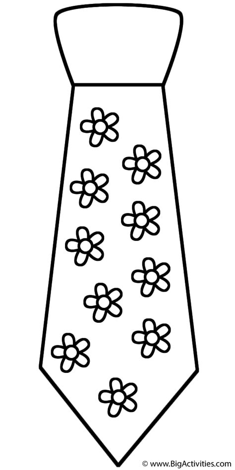 Neck Tie with Flowers - Coloring Page (Father's Day)