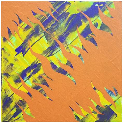 Green, Orange, Yellow and Purple 11x11 Abstract Art Print series 10 Xli Wall Art, Home Decor ...