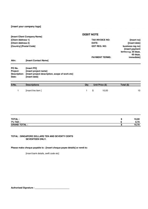 Debit Note Template, Incorporate these example layouts for safety ...