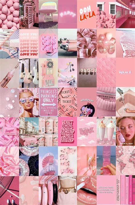 WALL COLLAGE KIT Peach Pink Collage Kit Photo Wall Collage | Etsy | Pink wallpaper girly, Pink ...