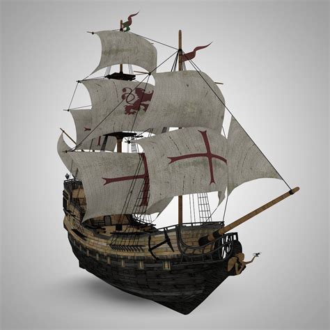 3D model Galleon Sailing Pirate Ship Black Pearl