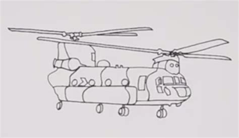 How to draw Boeing CH-47 Chinook helicopter