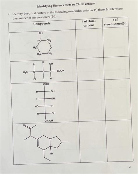 Solved Identifying Stereocenters or Chiral centers 4. | Chegg.com