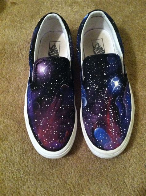 Galaxy vans I hand painted for my brother! slip on cosmic space kara breakall | Tenis, Skate ...