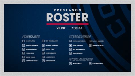 Blue Jackets announce rosters for preseason games vs. Penguins ...