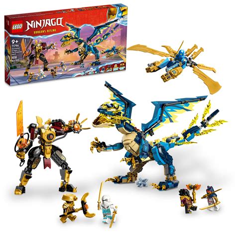 LEGO NINJAGO Elemental Dragon vs. The Empress Mech 71796 Building Toy Set, Features a Dragon ...