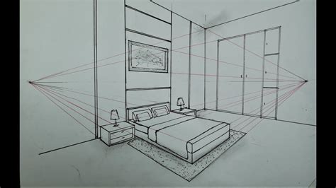 How To Draw a Simple Bedroom in Two Point Perspective | Perspective drawing, Perspective drawing ...