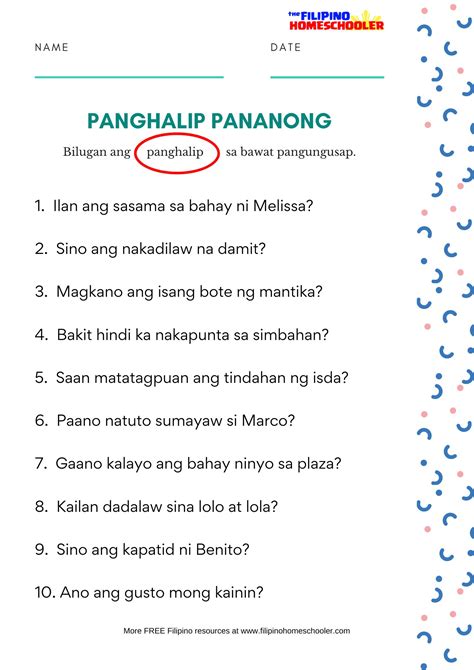 Panghalip Pananong Worksheets Set 1 — The Filipino Homeschooler