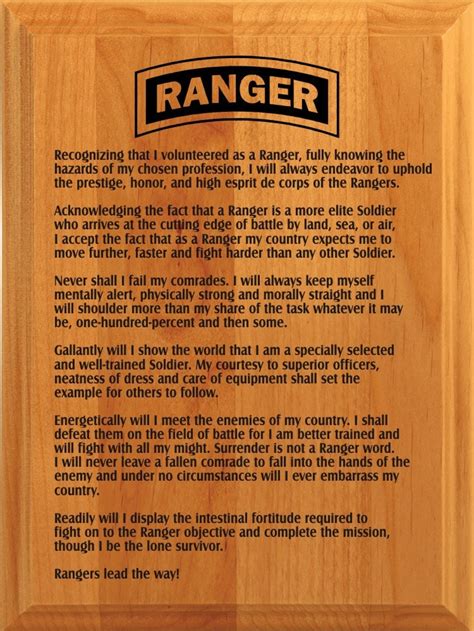 Army Ranger Creed Plaque,army Plaque,military Plaque,retirement Plaque ...