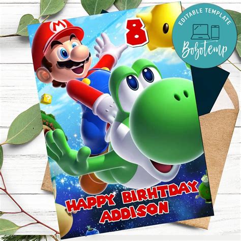 Super Mario Happy Birthday Card | Bobotemp