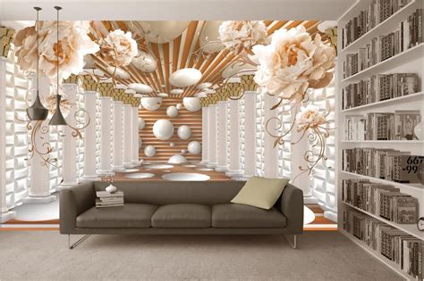 Roman Column Art Flower Flower Wall Background Wall Murals Mural 3d Wallpaper 3d Wall Papers For ...