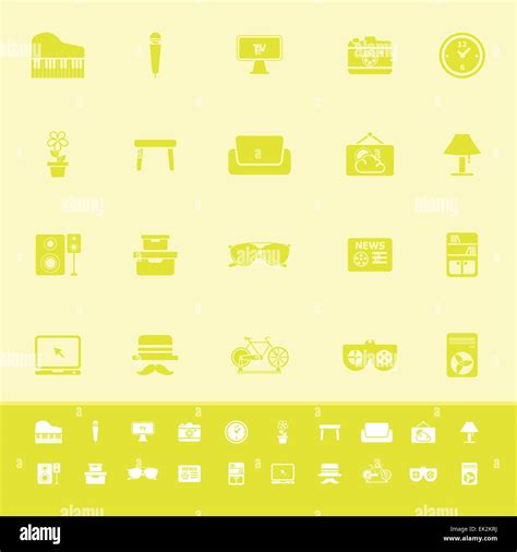 Living room color icons on yellow background, stock vector Stock Vector Image & Art - Alamy