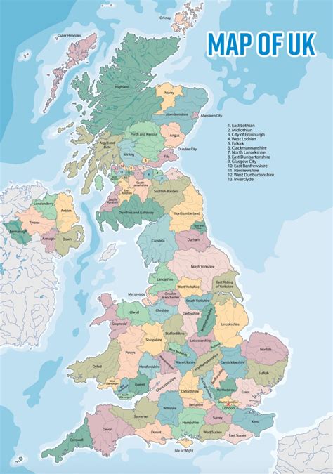 Free printable map of uk and ireland with cities, Download Free ...