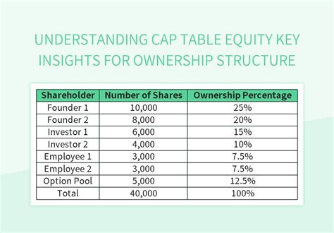 Understanding Cap Table Equity Key Insights For Ownership Structure Excel Template And Google ...