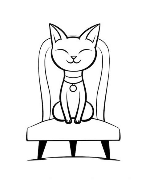 Premium AI Image | A drawing of a cat sitting on a chair with a collar around its neck generative ai