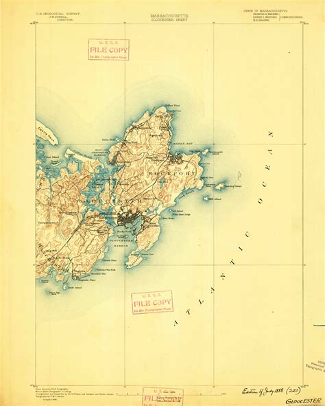 Gloucester, Massachusetts 1888 (1888) USGS Old Topo Map 15x15 Quad - OLD MAPS