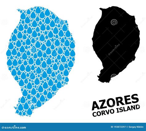 Vector Mosaic Map of Corvo Island of Water Tears and Solid Map Stock Vector - Illustration of ...