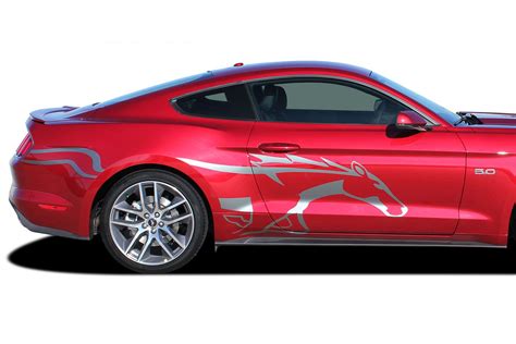 2018 2019 2020 2021 2022 Ford Mustang STEED Pony Style Horse Side Stripes Vinyl Decal Graphics Kit