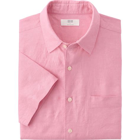 Uniqlo Men Linen Cotton Short Sleeve Shirt in Pink for Men | Lyst