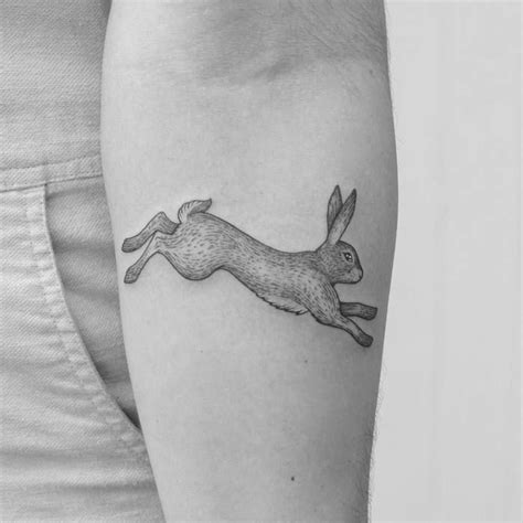 Running Hare Tattoo by Minnie Bunny Tattoos, Rabbit Tattoos, Dog Tattoos, Animal Tattoos, Flower ...