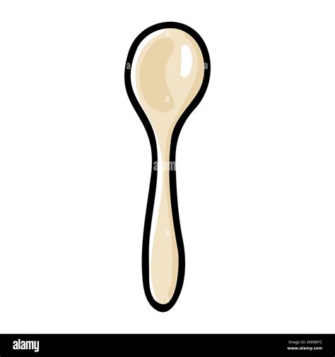 Doodle serving spoon. Hand-drawn beige color sifting dish isolated on ...