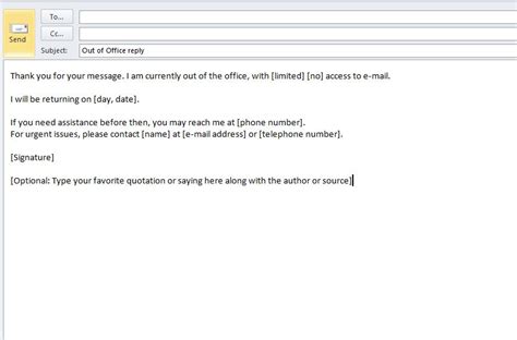 Out of Office Email Template » Template Haven