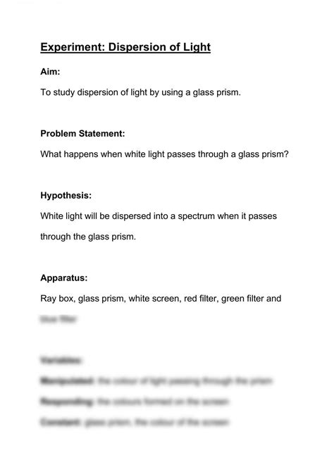 Experiment: Dispersion of Light | Science - Form 5 SPM | Thinkswap