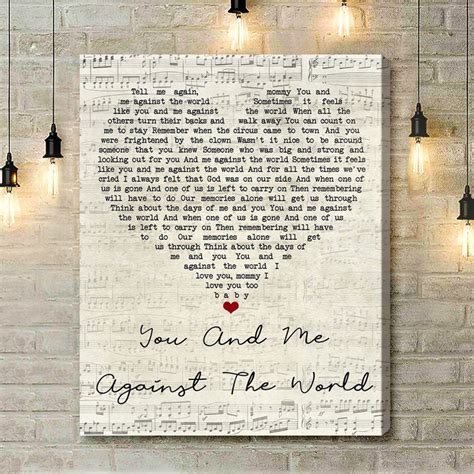 Helen Reddy You And Me Against The World Script Heart Song Lyric Art Print - Canvas Print Wall ...