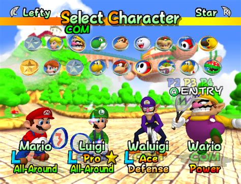 File:Mario Power Tennis - Character select.png - Super Mario Wiki, the ...