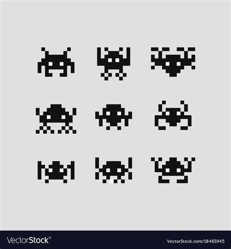 Space invaders 8 bit set Royalty Free Vector Image