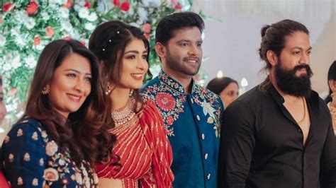 Yash, wife Radhika Pandit attend Aditi Prabhudeva’s wedding reception ...