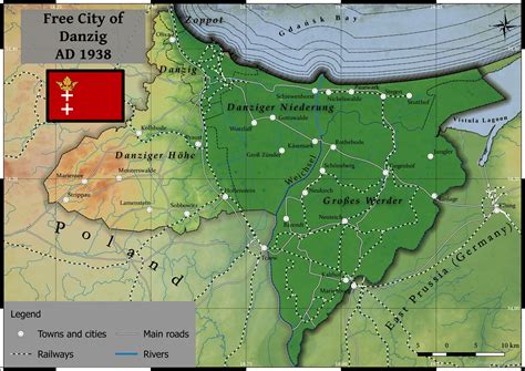 [OC] Free city of Danzig Map [3669 x 2600] | Карты | Historical maps, Map, History