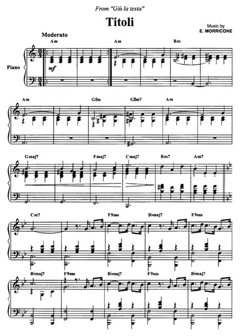 TITOLI Giù la testa Piano Sheet music | Easy Sheet Music