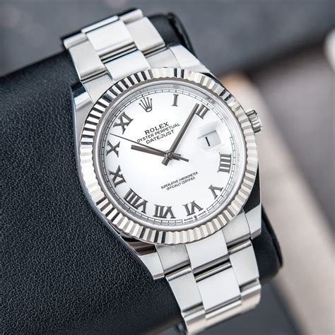 Rolex Datejust 41 Fluted Bezel Oyster Bracelet White Roman Dial