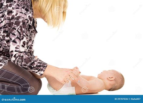 Mom plays with baby stock photo. Image of maternal, embrace - 29787036